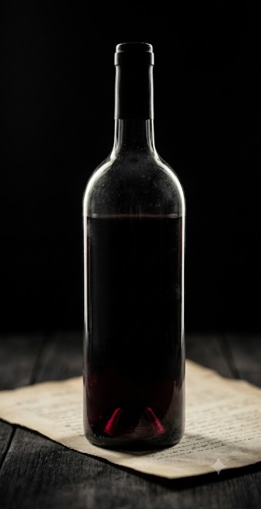 Botella del Primer Caso sobre un documento del expediente